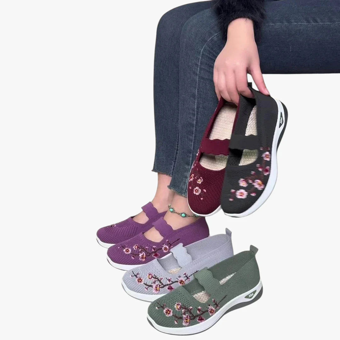 Dame Lette Slip-on Sneakers med Svangstøtte og Broderi