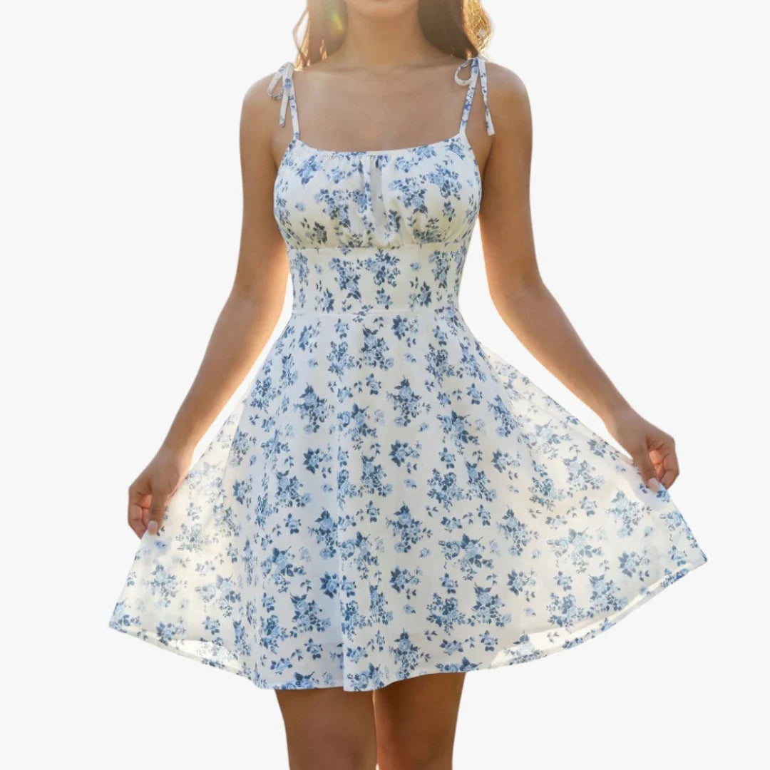 Dame Blomstret Mini Sommerkjole med Strop