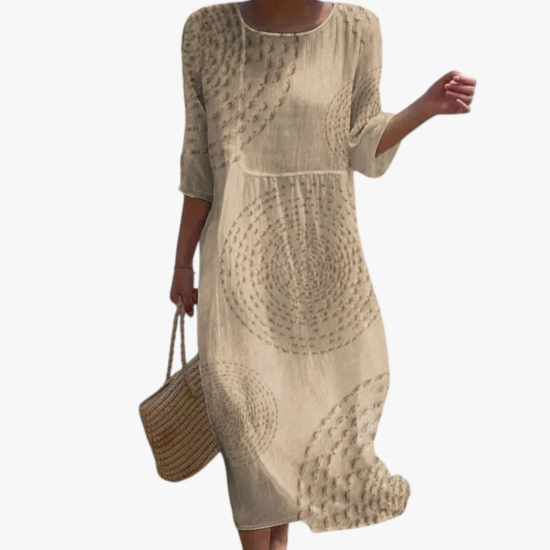 Dame Boho Midi Sommerkjole med Blonder