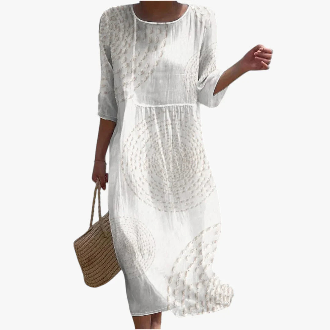 Dame Boho Midi Sommerkjole med Blonder