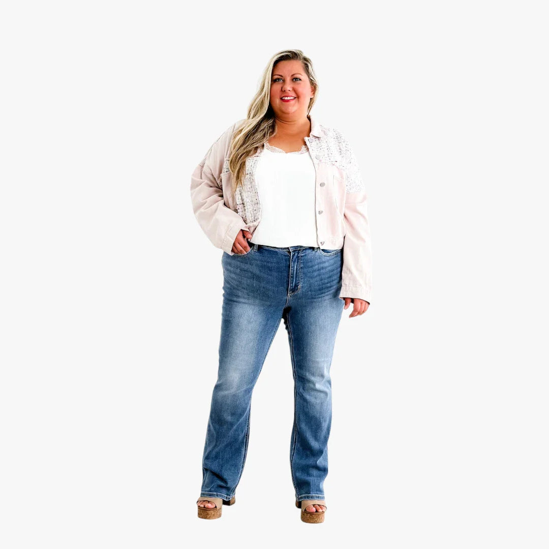 Dame Bootcut Jeans med Stretch og Lommer