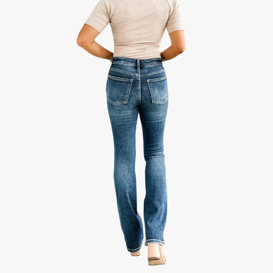 Dame Bootcut Jeans med Stretch og Lommer
