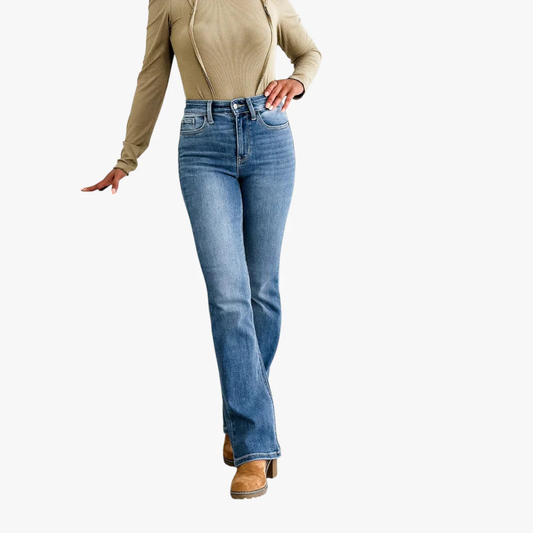 Dame Bootcut Jeans med Stretch og Lommer