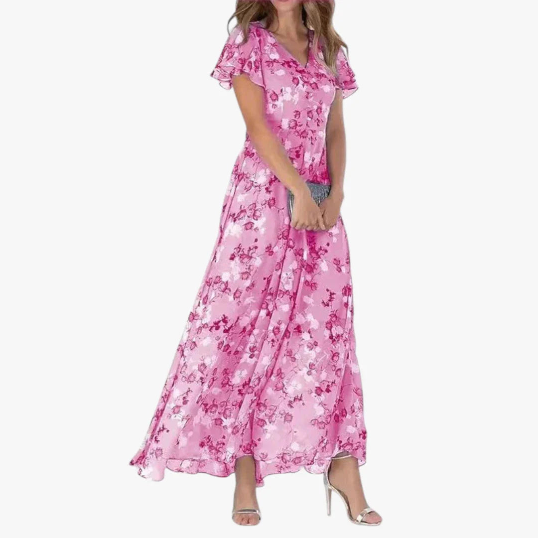 Dame Elegant Maxi Sommerkjole med Blomster