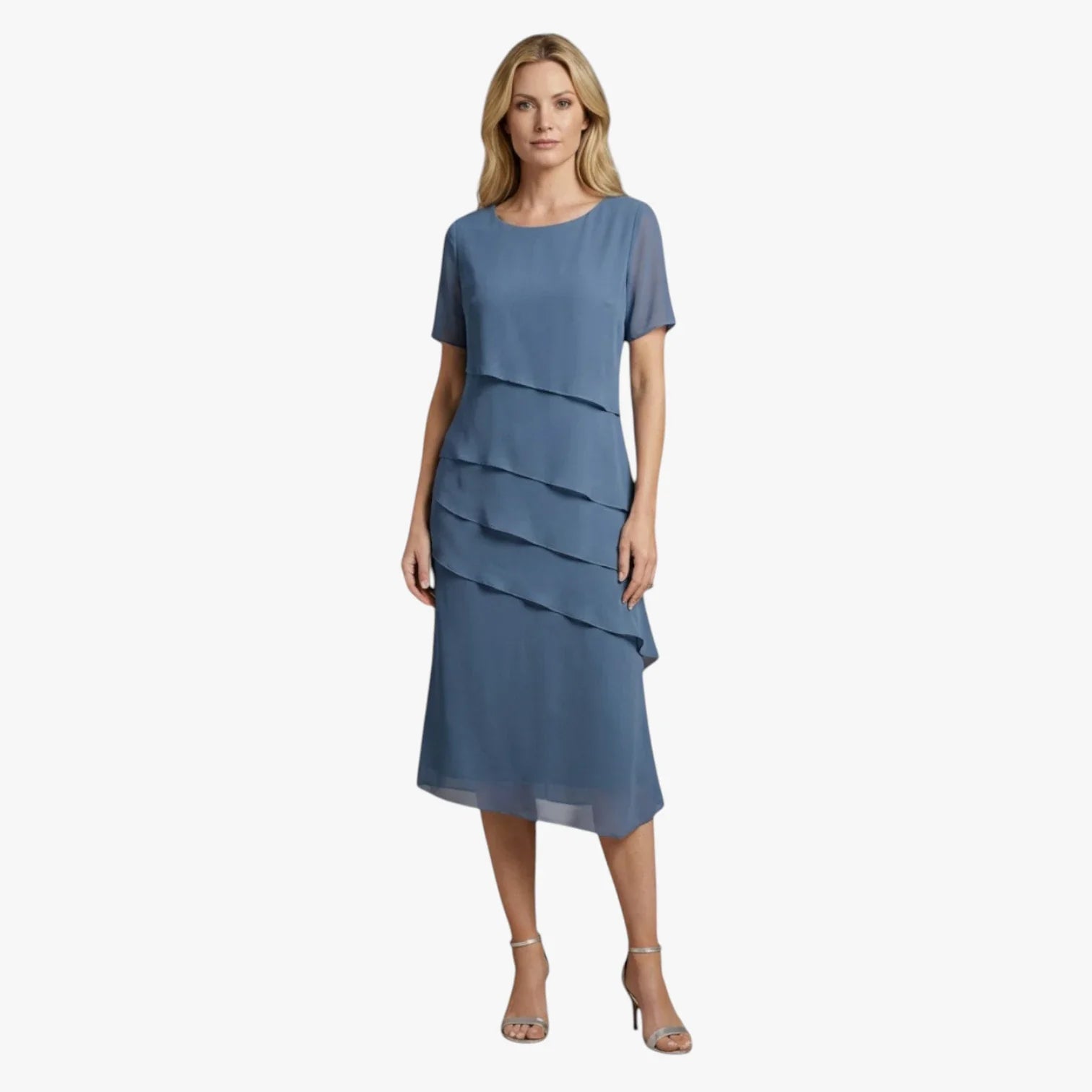 Dame Elegant Midi Sommerkjole med Ærmer