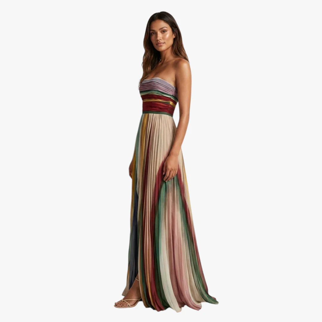 Dame Fest Maxi Sommerkjole med Off Shoulder og Plisseret Detalje