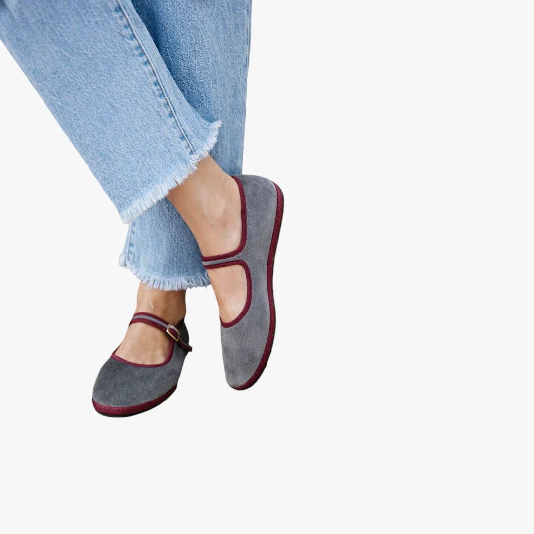Dame Flade Mary Jane Sko med Velcro