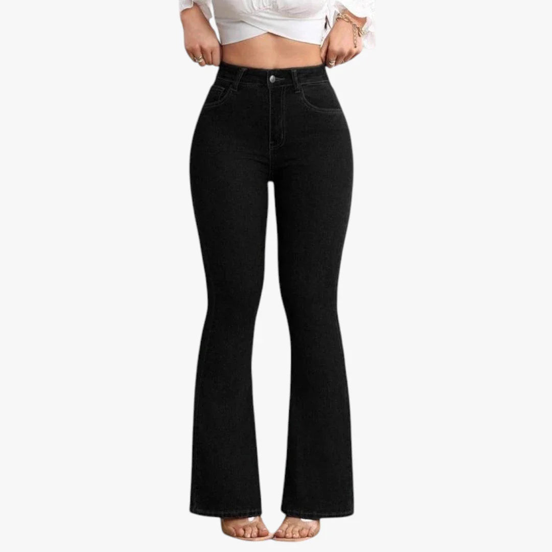 Dame Flared Jeans med Stretch og Lommer