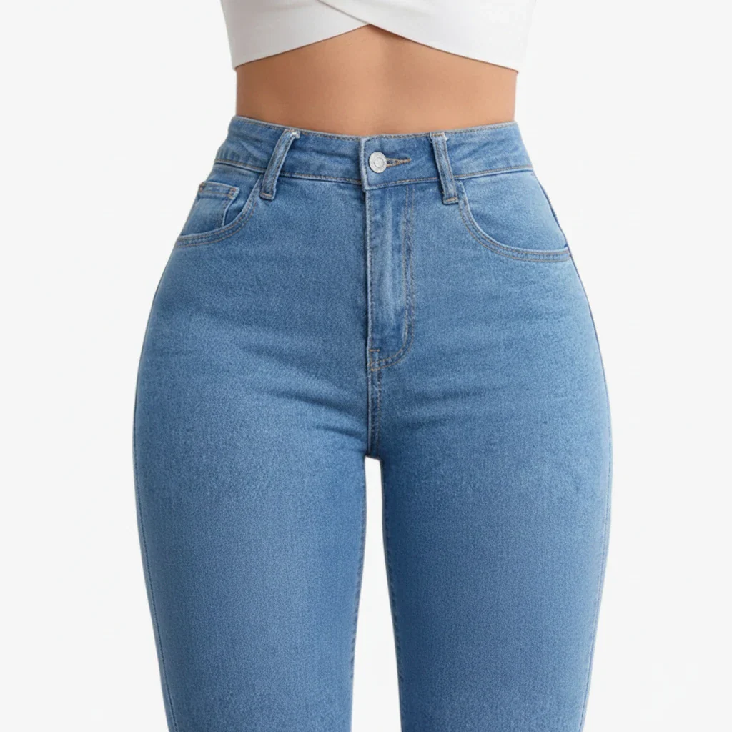 Dame Flared Jeans med Stretch og Lommer