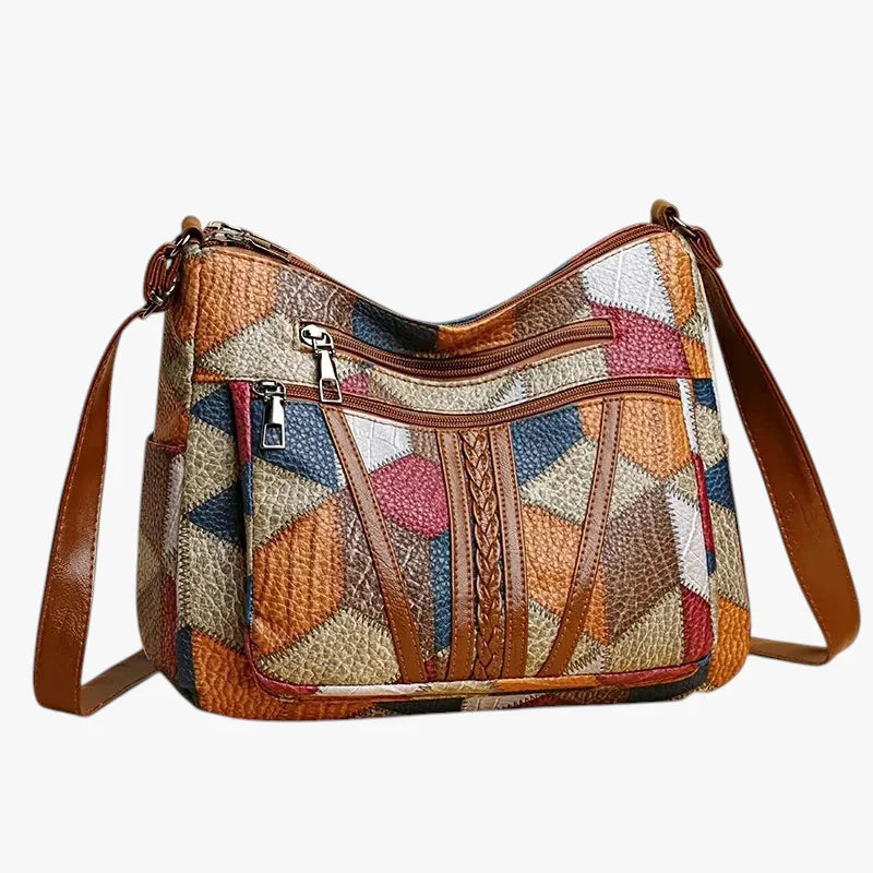 Dame Flettet Crossbody Taske med Mange Rum og Lynlås