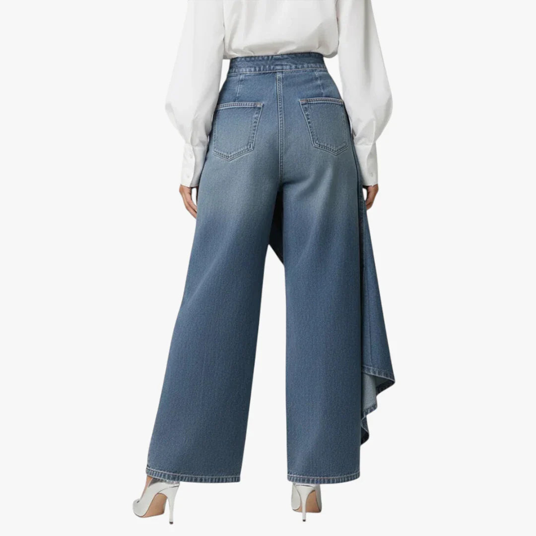 Dame Højtaljede Jeans med Vidde og Knapper