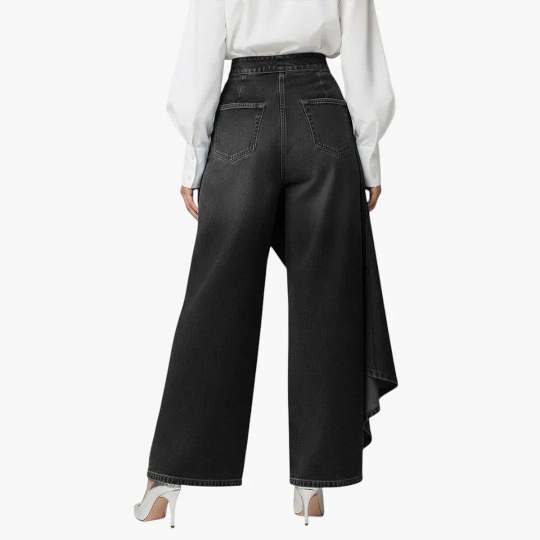 Dame Højtaljede Jeans med Vidde og Knapper