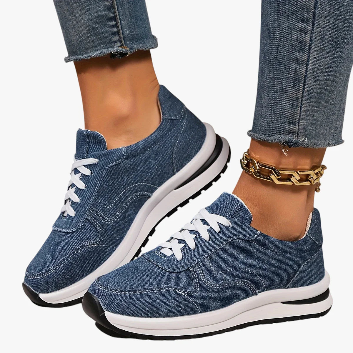 Dame Lette Brede Sneakers med For og Snøre