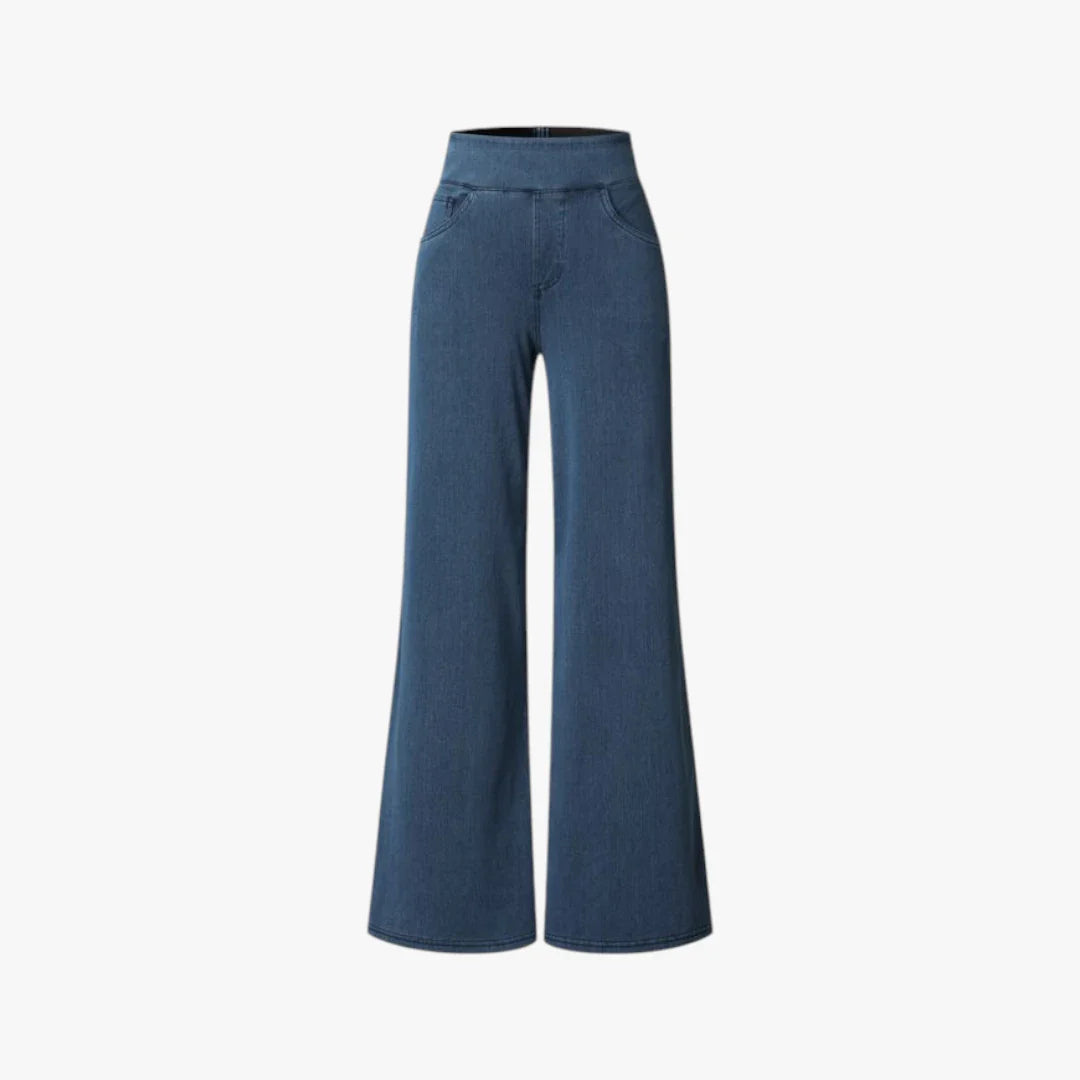 Dame Vide Jeans med Elastik i Taljen og Lommer