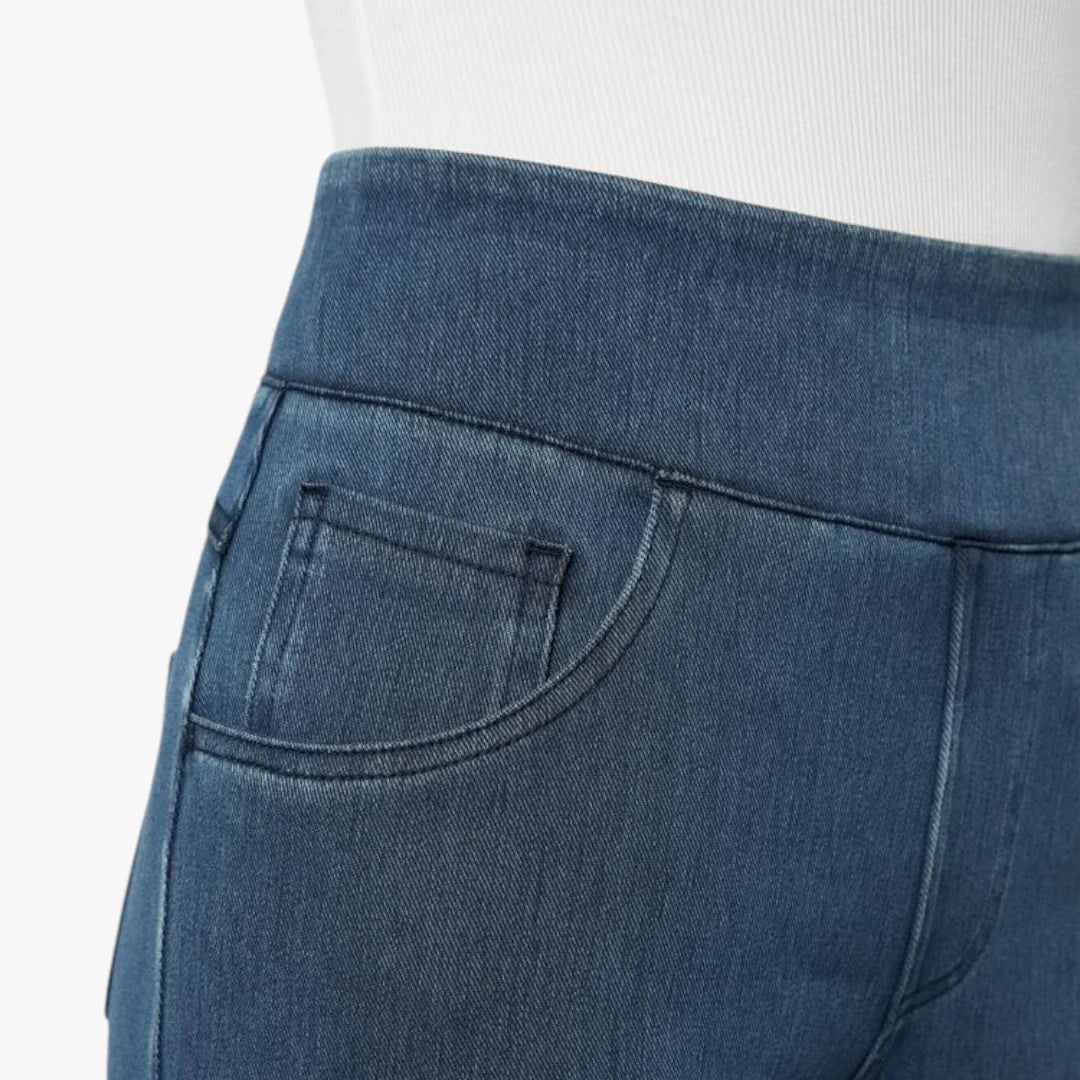 Dame Vide Jeans med Elastik i Taljen og Lommer