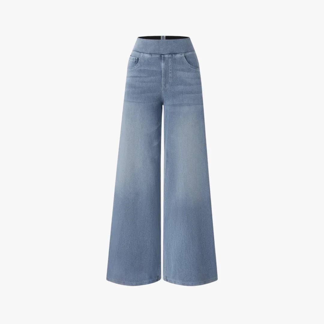 Dame Vide Jeans med Elastik i Taljen og Lommer