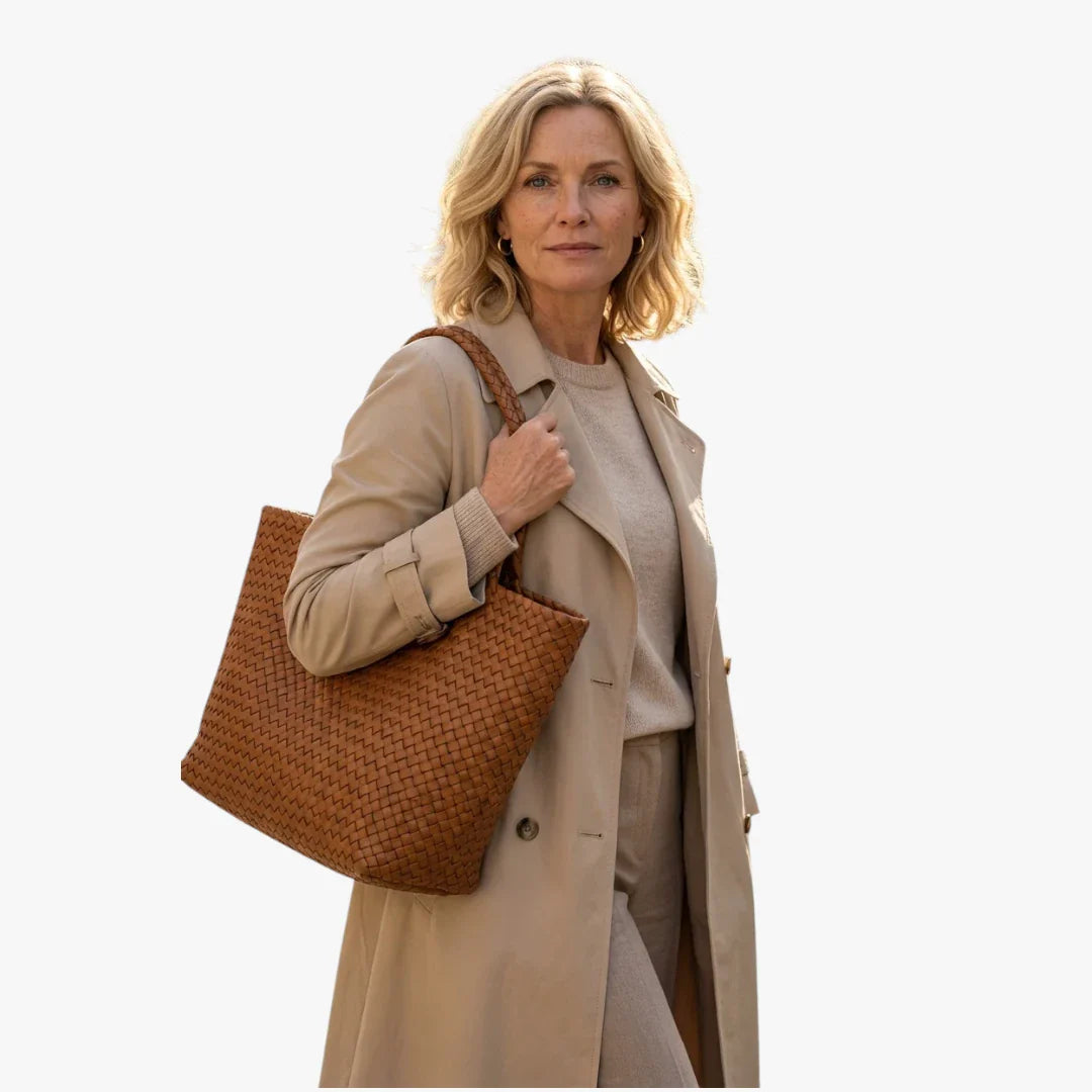 Dame Flettet Shopper Taske med Skulderrem og Rummelighed
