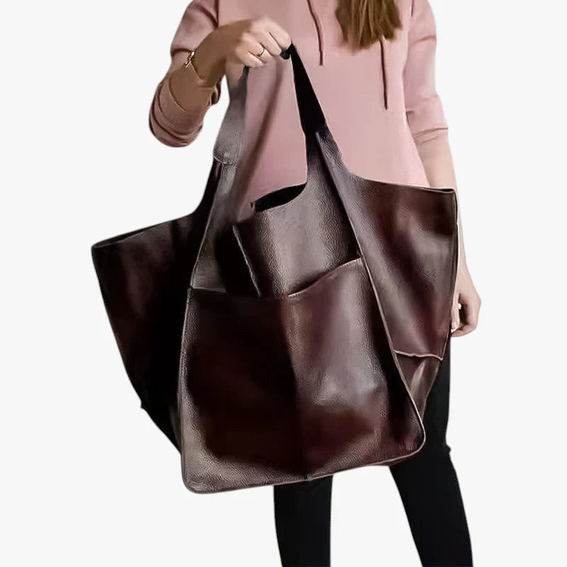 Dame Oversized Vintage Skuldertaske med Mange Rum og Lynlås