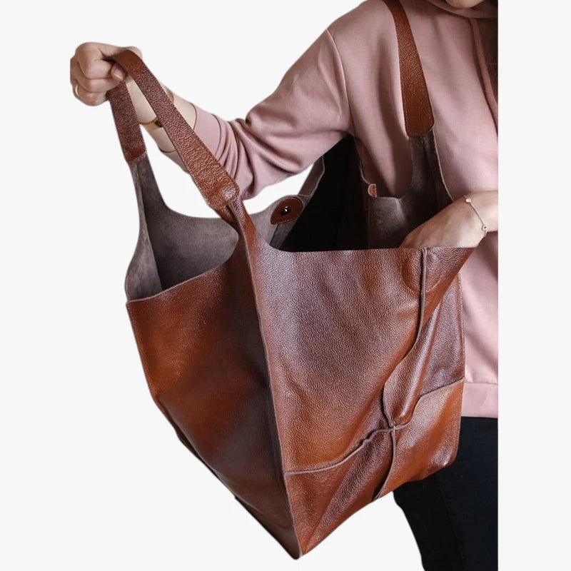 Dame Oversized Vintage Skuldertaske med Mange Rum og Lynlås