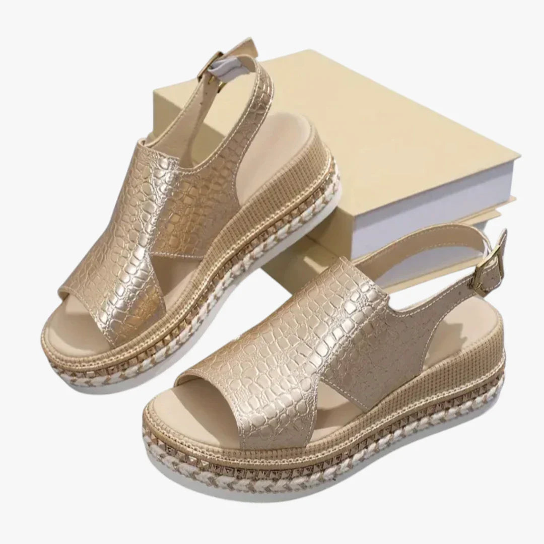 Dame Sunde Plateau Sandaler med Kilehæl og Rem