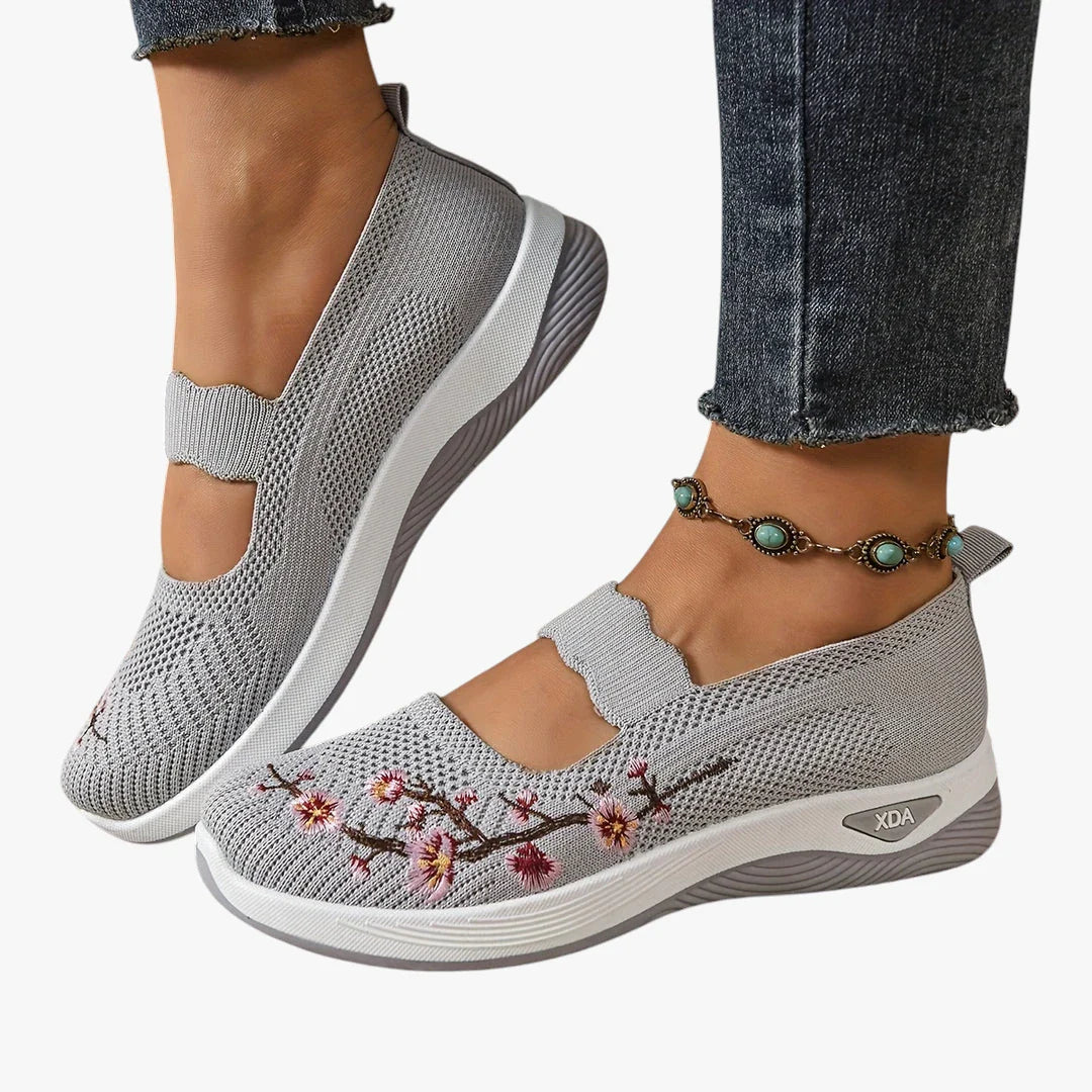 Dame Lette Slip-on Sneakers med Svangstøtte og Broderi