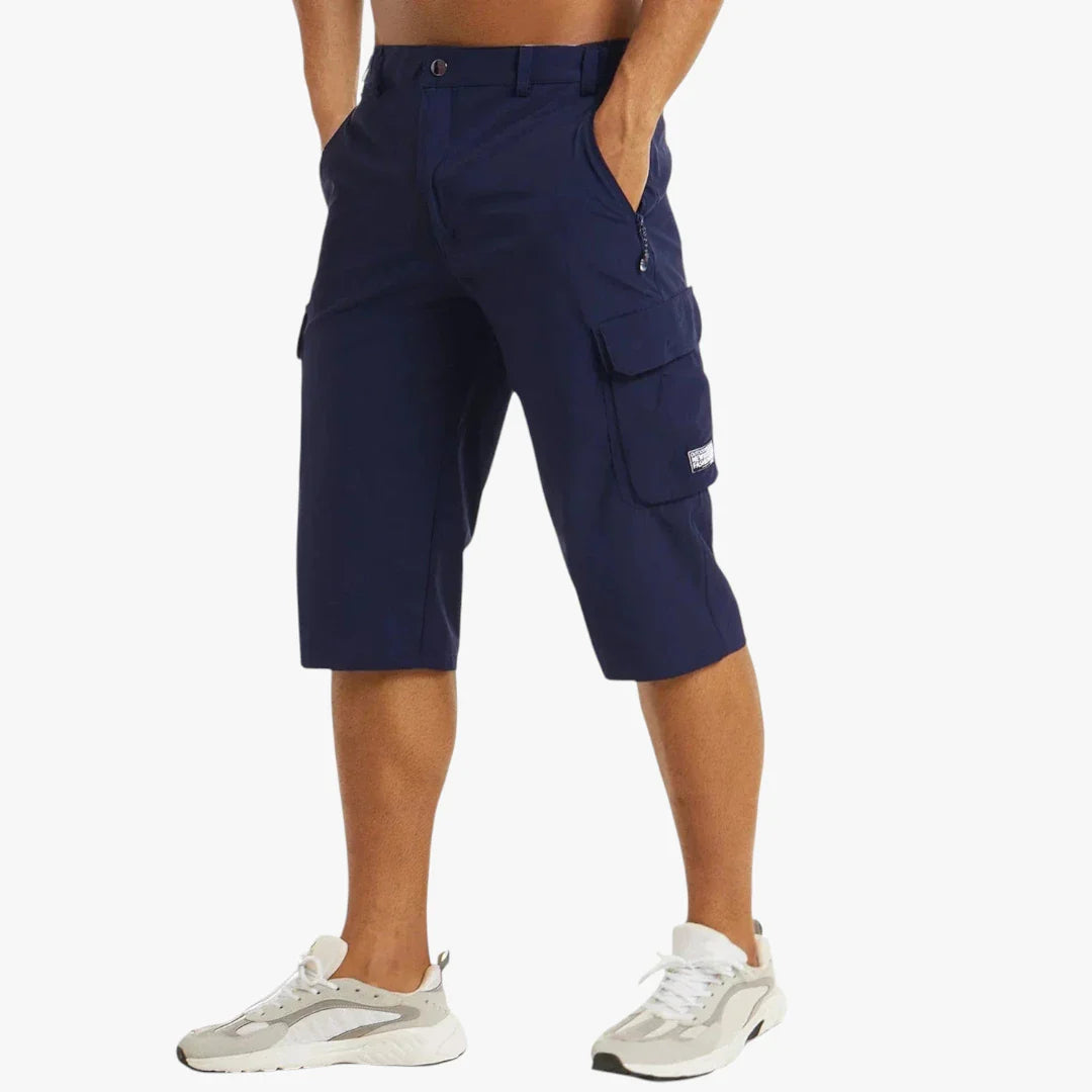 Herre Lange Cargo Shorts med Lommer og Lynlås