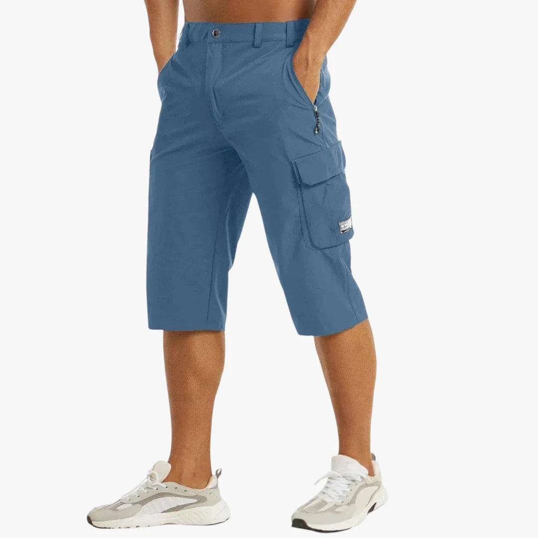 Herre Lange Cargo Shorts med Lommer og Lynlås