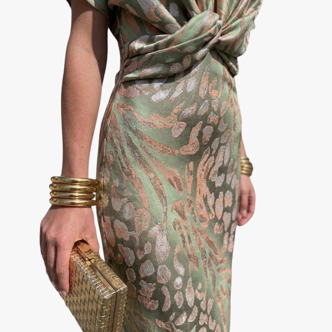 Dame Elegant Midi Selskabskjole med V-udskæring