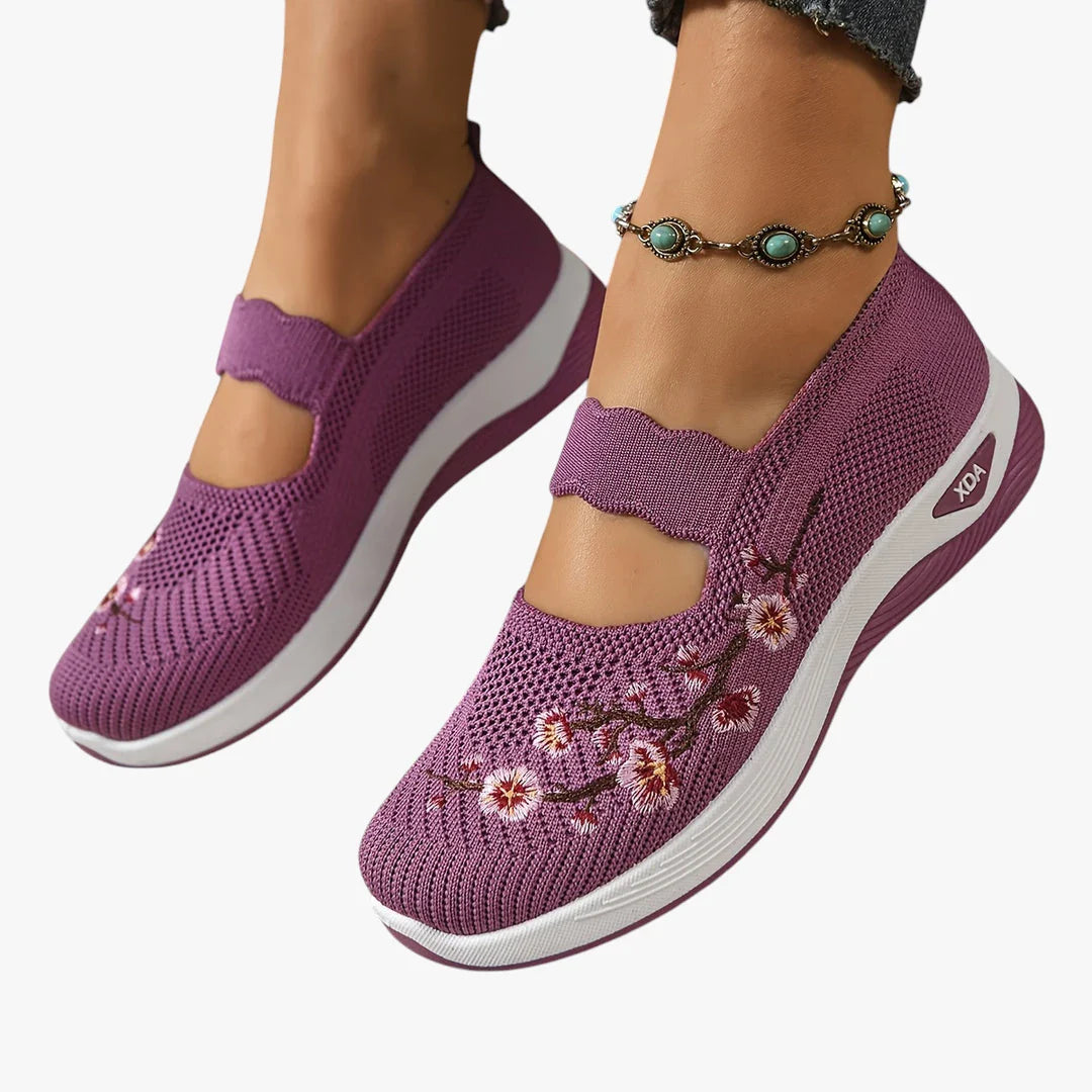 Dame Lette Slip-on Sneakers med Svangstøtte og Broderi