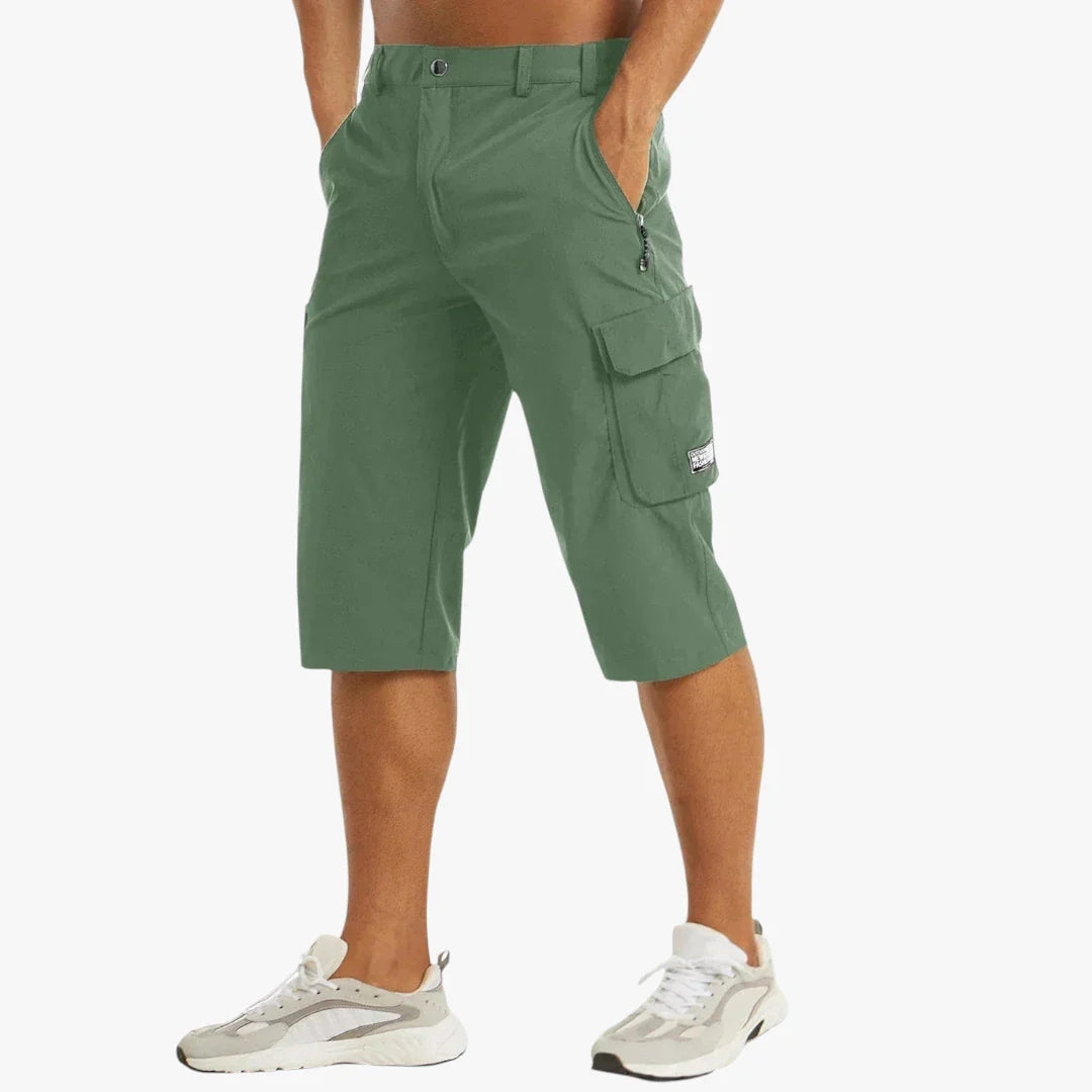 Herre Lange Cargo Shorts med Lommer og Lynlås