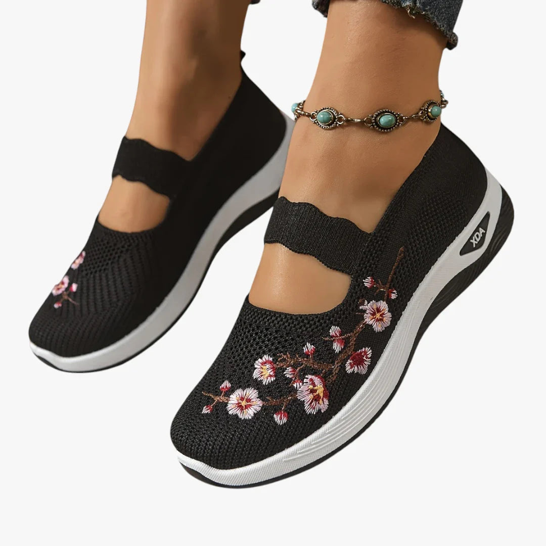 Dame Lette Slip-on Sneakers med Svangstøtte og Broderi