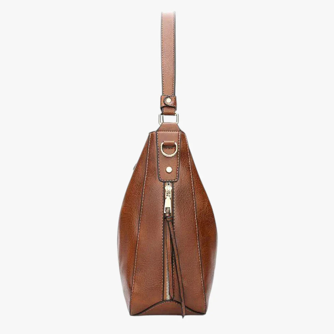 Vintage Stor Skuldertaske med Lynlås og Skulderrem