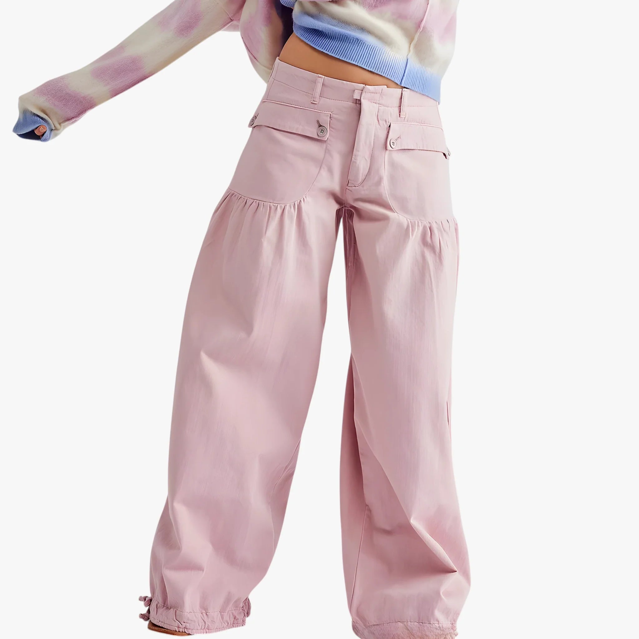 Dame Baggy Jeans med Bindebånd og Vidde