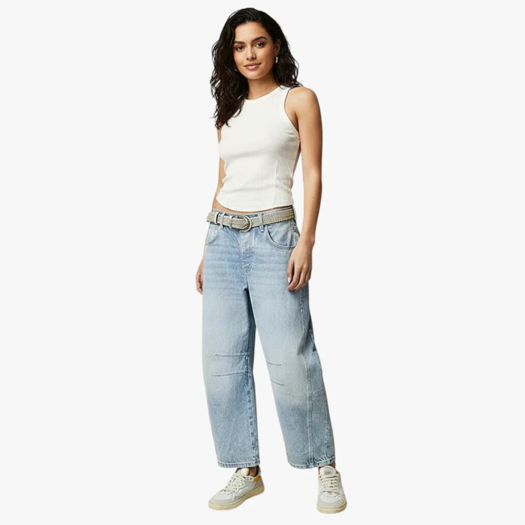 Dame Baggy Jeans med Lommer og Vidde