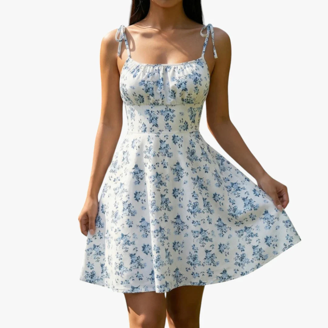 Dame Blomstret Mini Sommerkjole med Strop