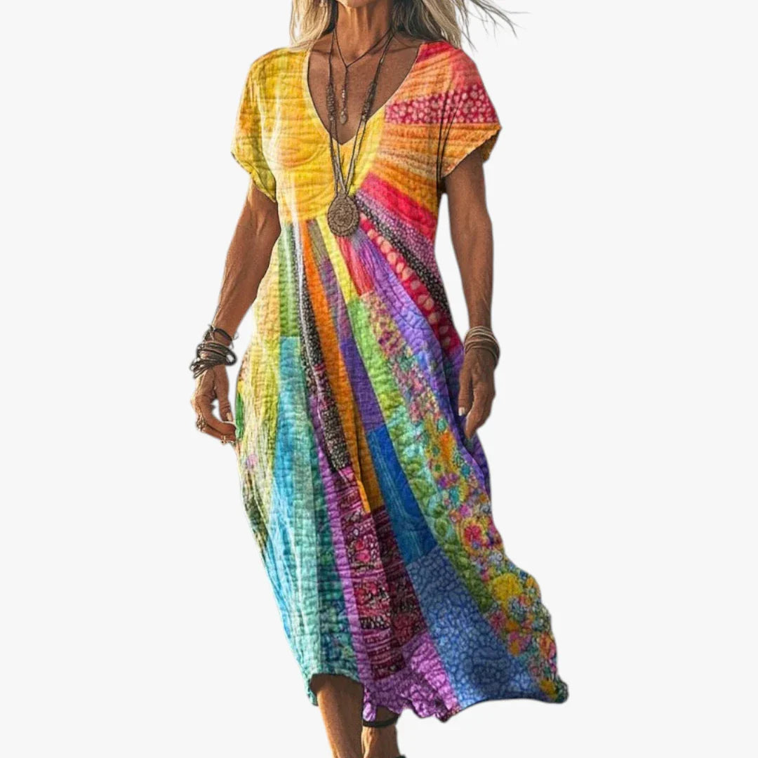 Dame Boheme Maxi Sommerkjole med Ærmer