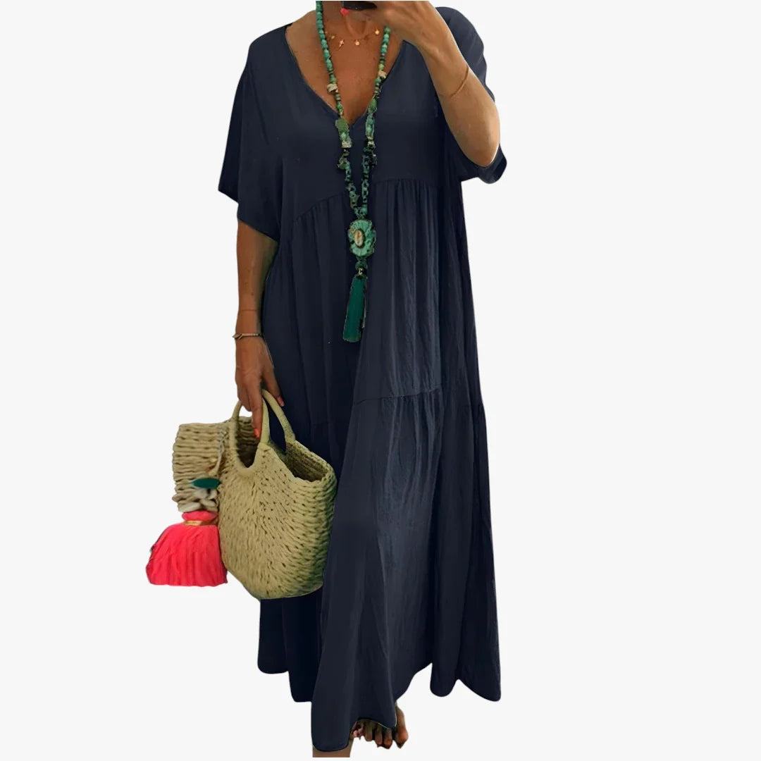 Dame Boho Maxi Sommerkjole med V-hals