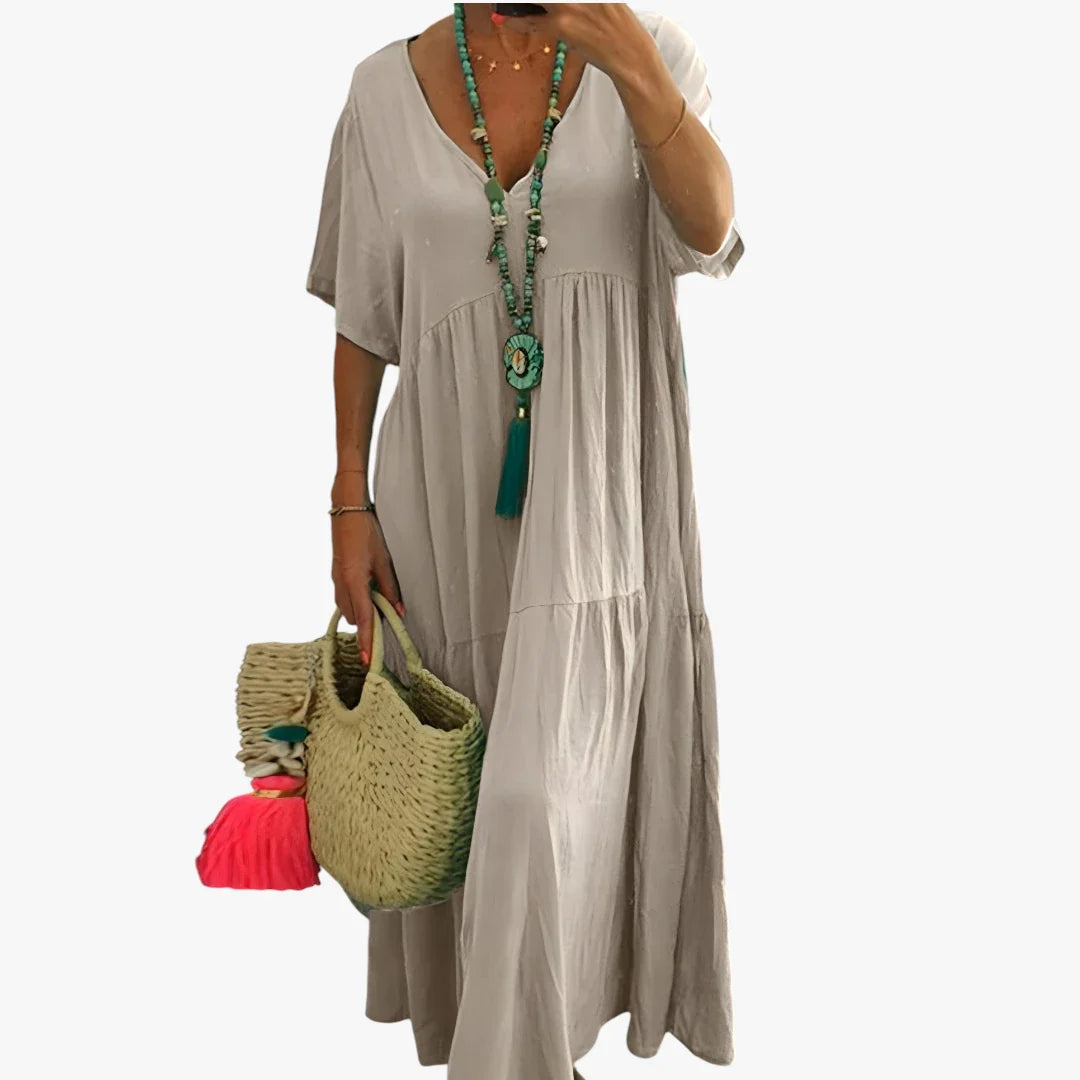 Dame Boho Maxi Sommerkjole med V-hals