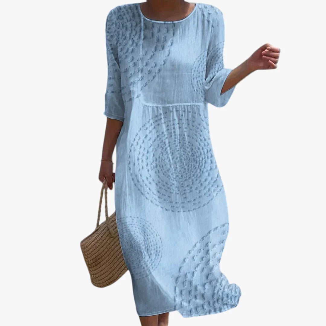Dame Boho Midi Sommerkjole med Blonder