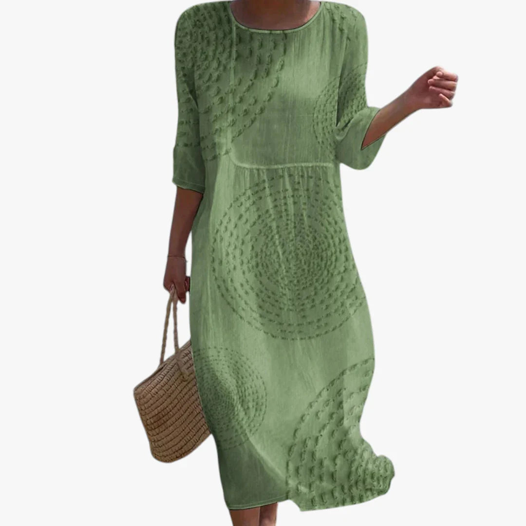 Dame Boho Midi Sommerkjole med Blonder