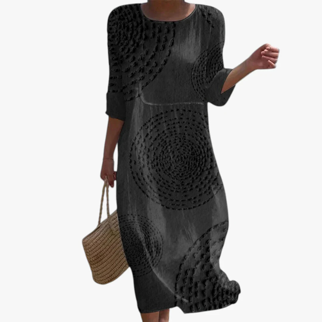 Dame Boho Midi Sommerkjole med Blonder