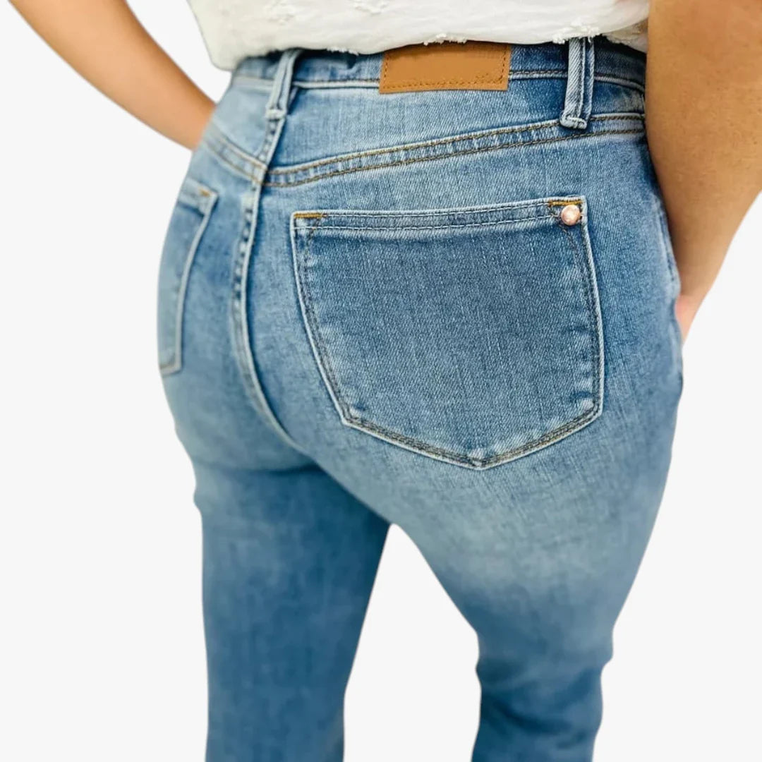 Dame Bootcut Jeans med Stretch og Lommer