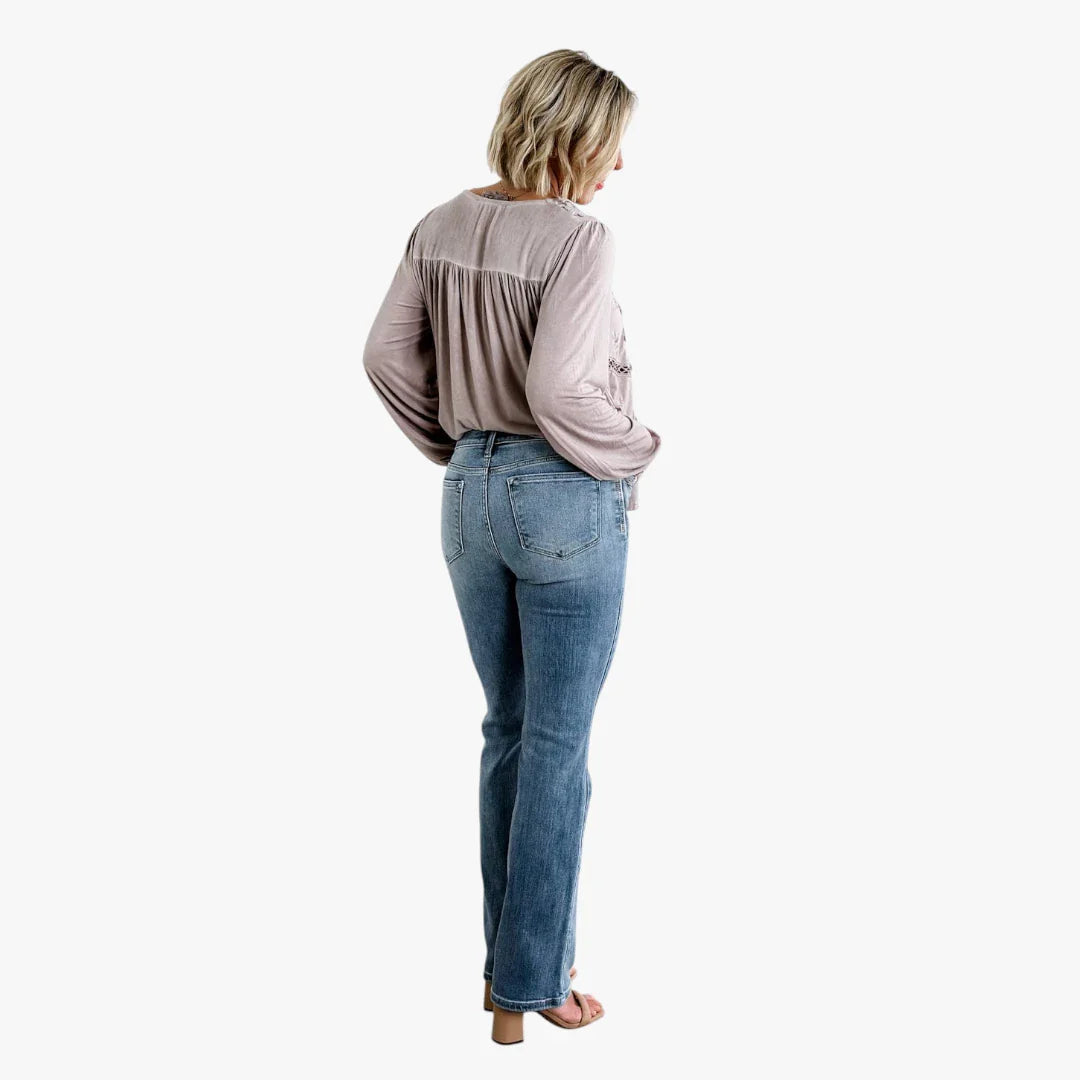 Dame Bootcut Jeans med Stretch og Lommer