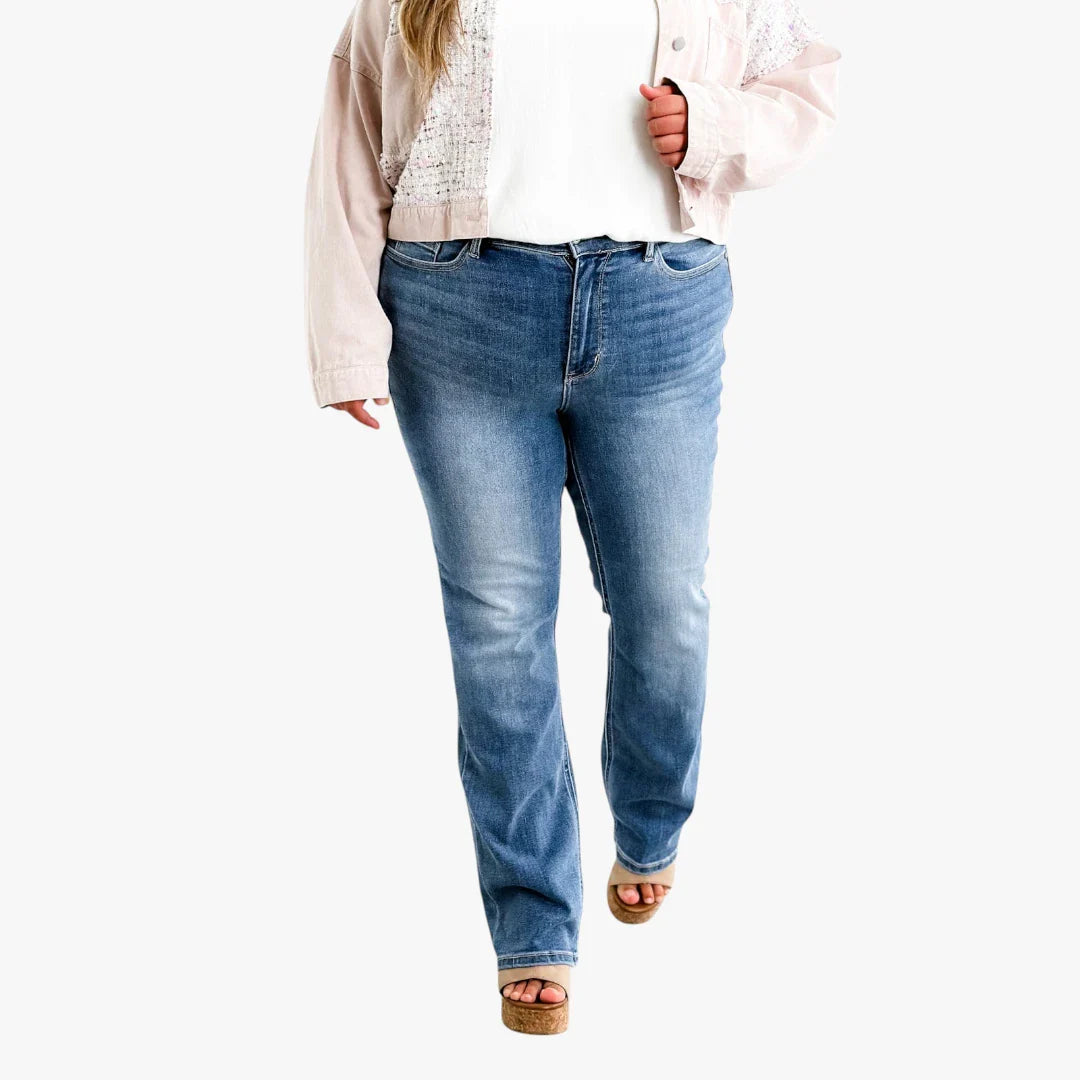 Dame Bootcut Jeans med Stretch og Lommer