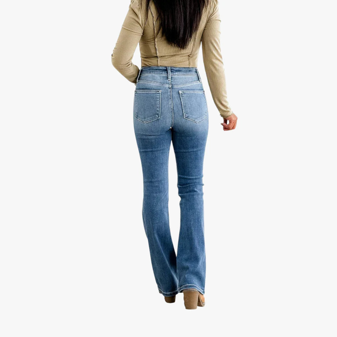 Dame Bootcut Jeans med Stretch og Lommer