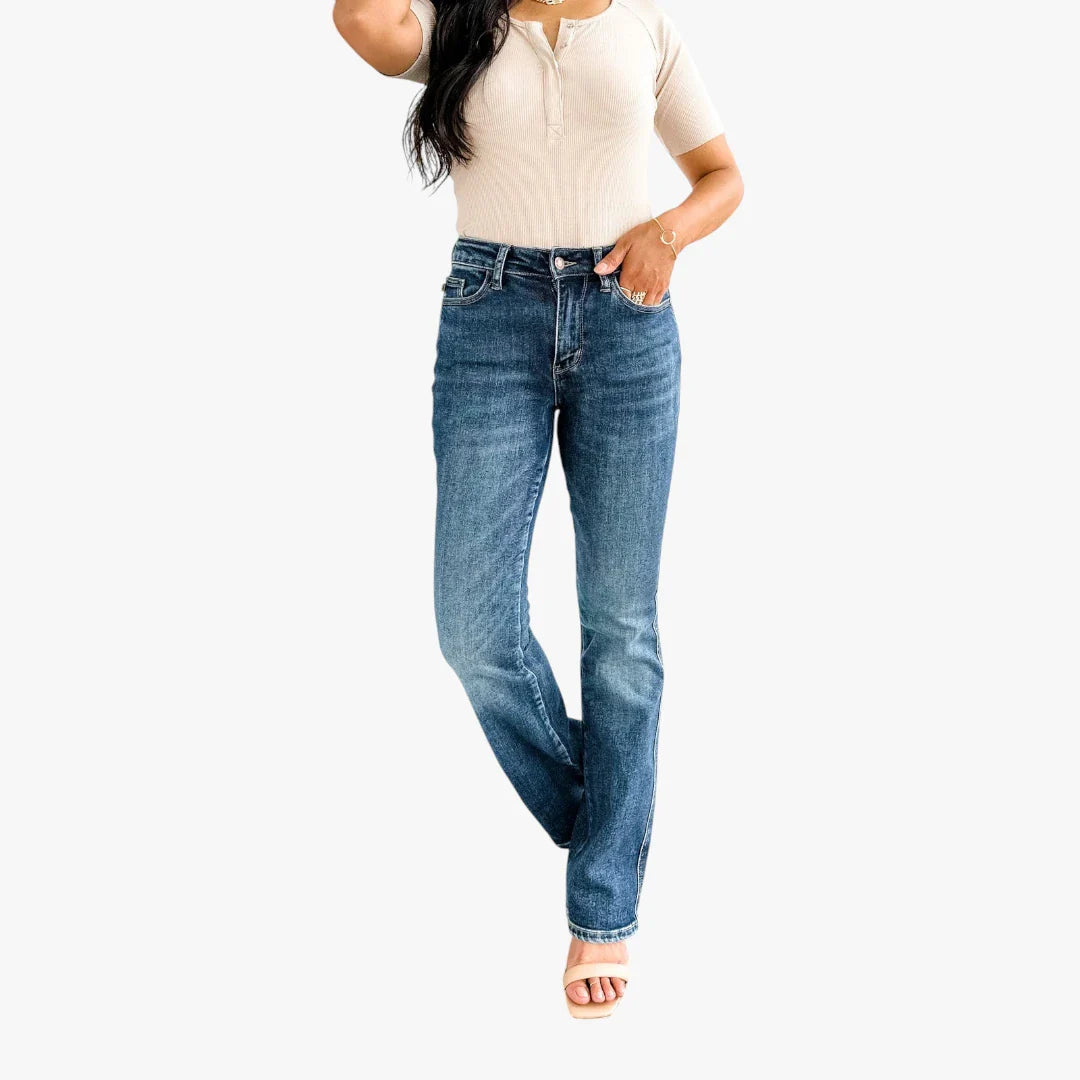 Dame Bootcut Jeans med Stretch og Lommer