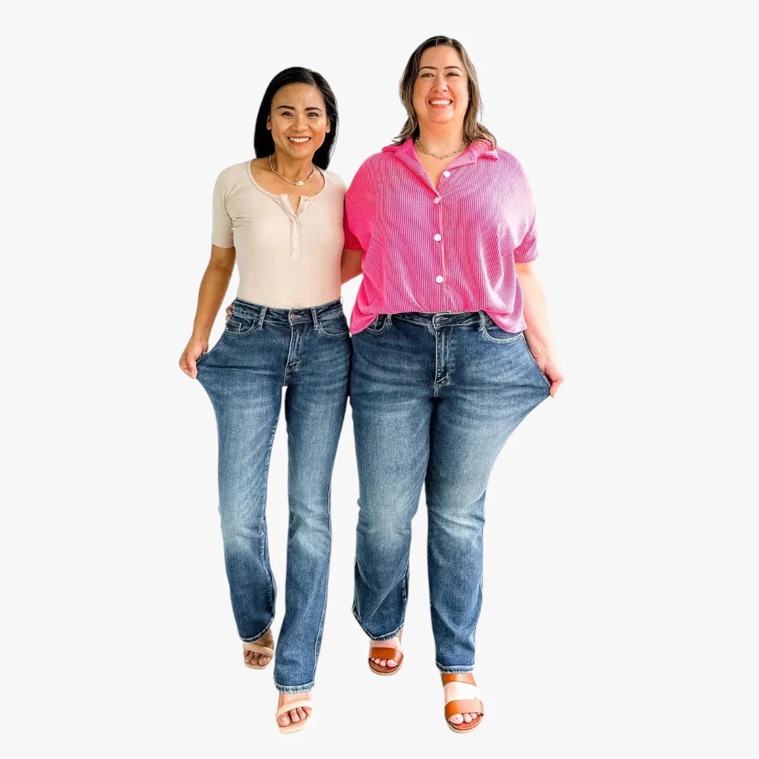 Dame Bootcut Jeans med Stretch og Lommer