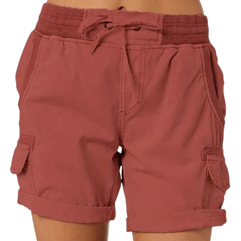 Dame Cargo Vandre Shorts med Lommer og Knapper