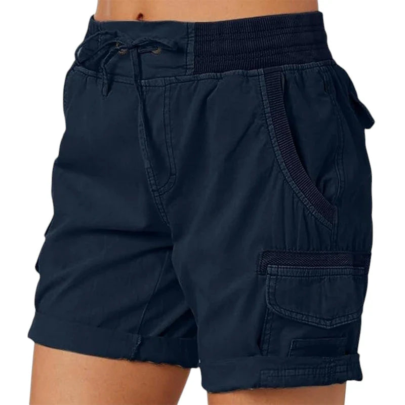 Dame Cargo Vandre Shorts med Lommer og Knapper