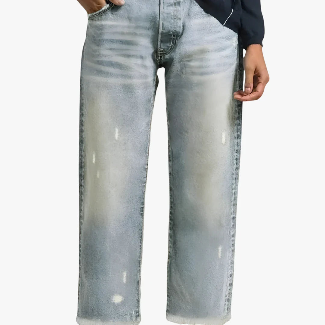 Dame Cropped Jeans med Lommer og Vidde i Benene